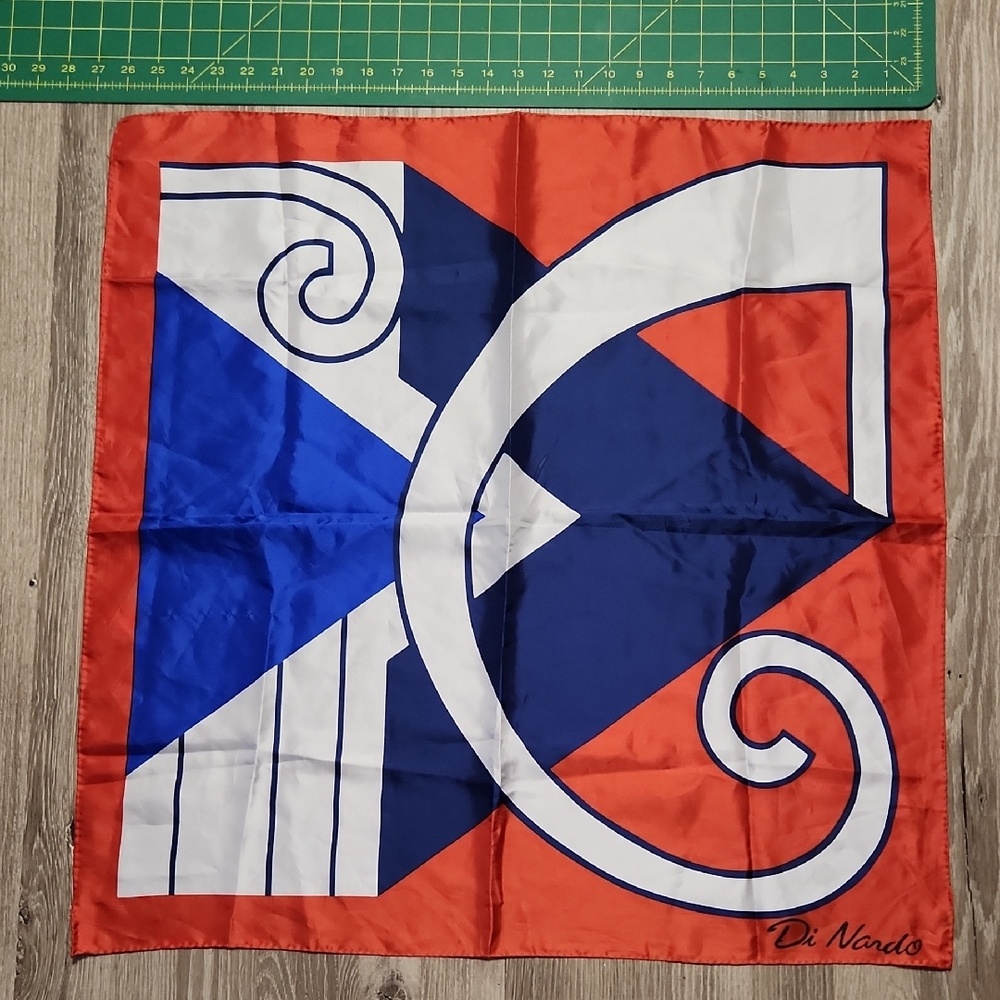 Vintage 60s? Di Nardo Red, Blue & White Graphic Scarf
